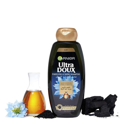 Garnier Ultra Doux Black Charcoal & Nigella Seed Oil Purifying & Shine Shampoo – 400ml