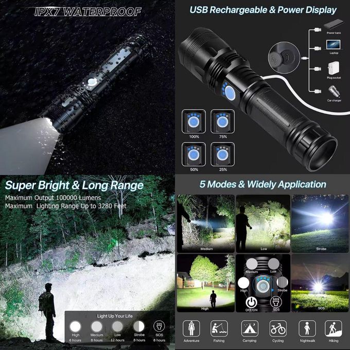 🔥 LIMITED DEAL — Super Bright LED Torch P50 | Ultra-Bright + Rechargeable USB-C + Waterproof Metallic | KSh 2,000