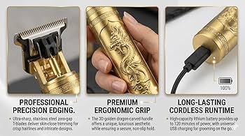 🔥 SALE — T9 Dragon Gold Cordless Hair Clipper | Zero Gap + 180min Battery + 4 Combs | KSh 1,750 (A)