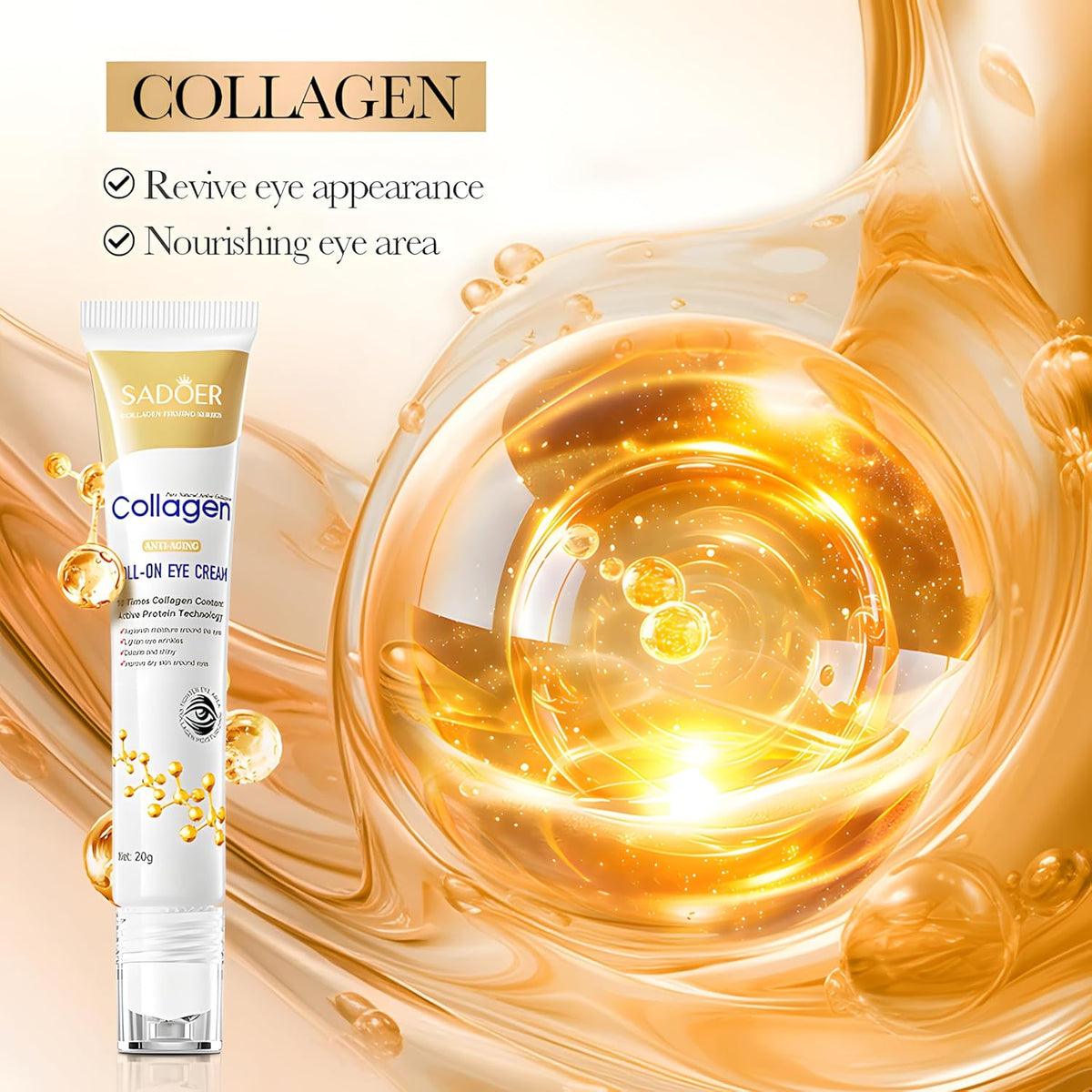🔥 ORDER 1, WE SEND 2 — SADOER Collagen & Retinol Eye Cream | Dark Circles + Eye Bags + Firming + Anti-Wrinkle | KSh 1,750