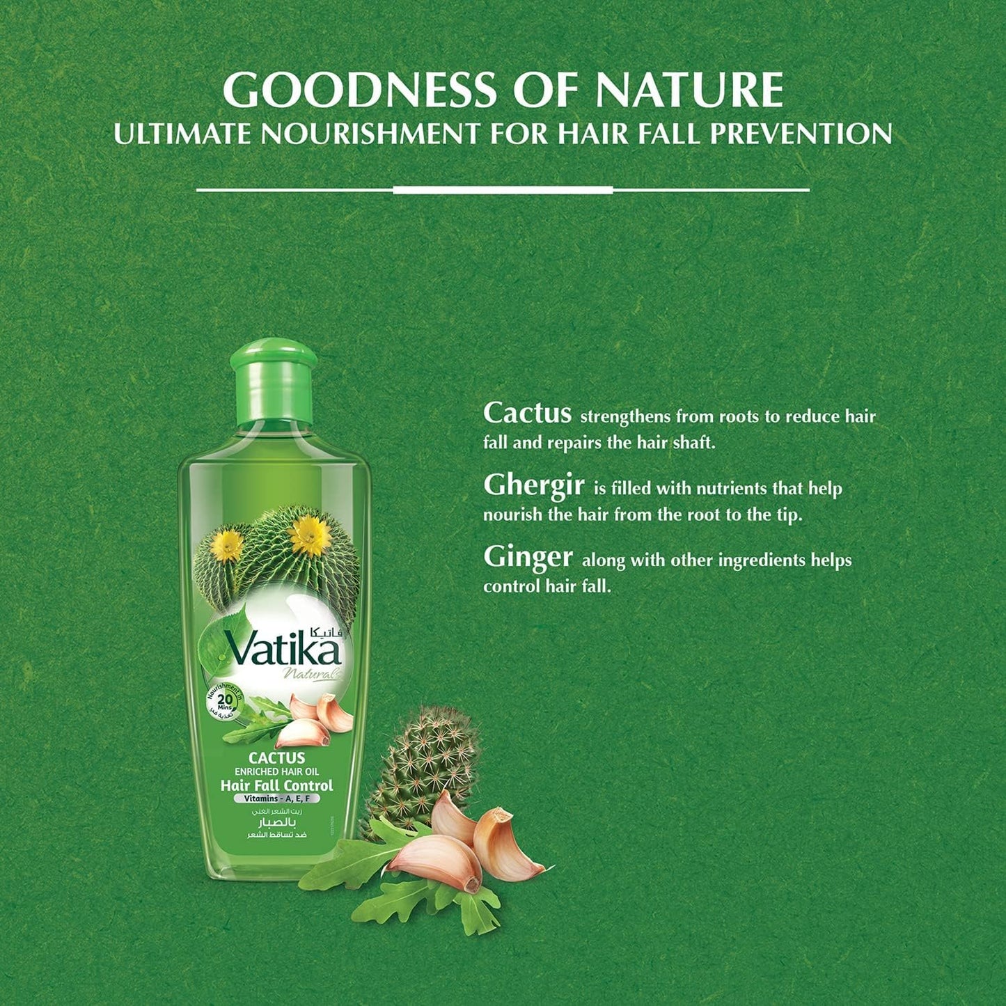 Dabur Vatika Cactus Enriched Hair Oil for Hair Fall Control (200ml)
