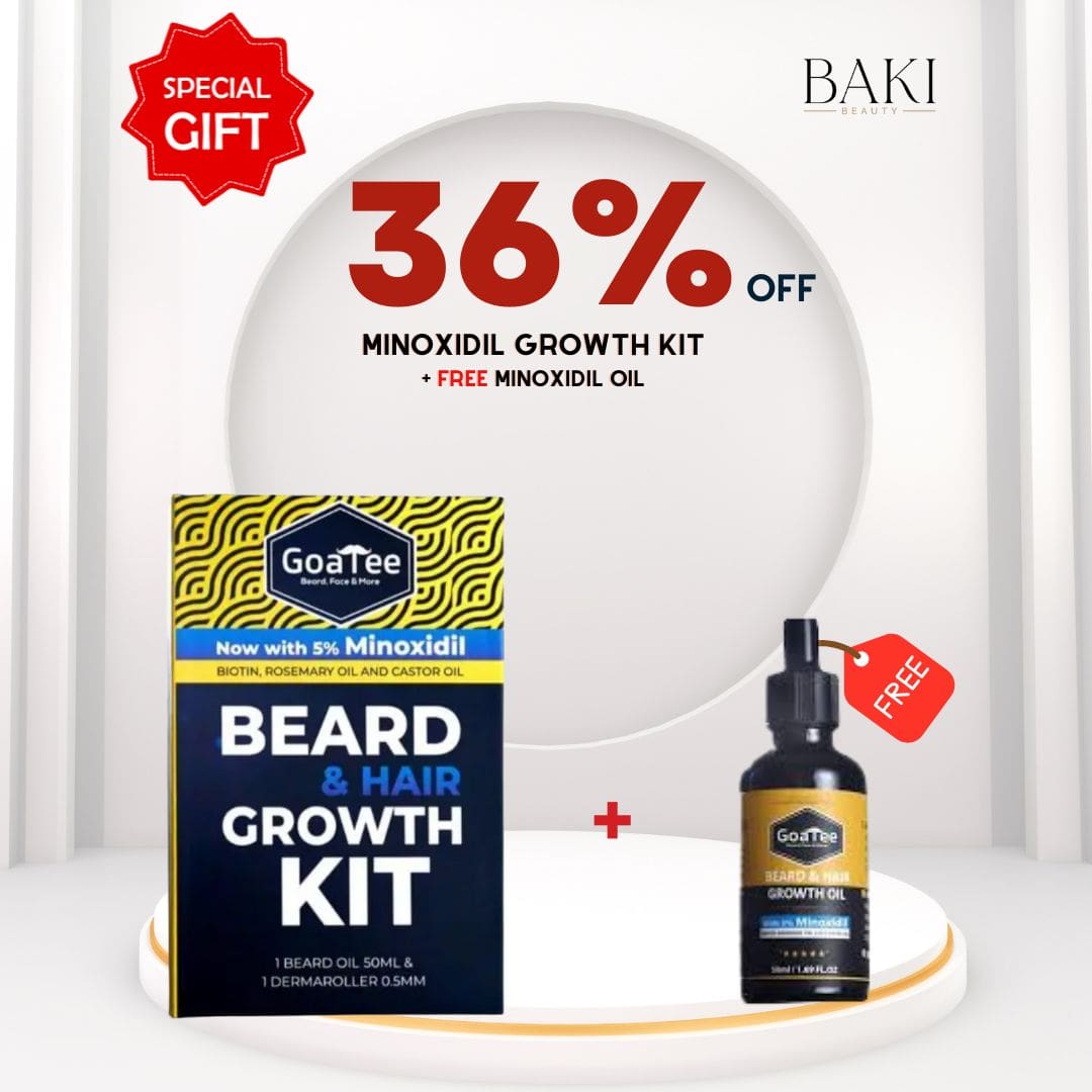Goatee Beard & Hair Minoxidil Growth Kit (50ml Oil + Dermaroller 0.5mm)