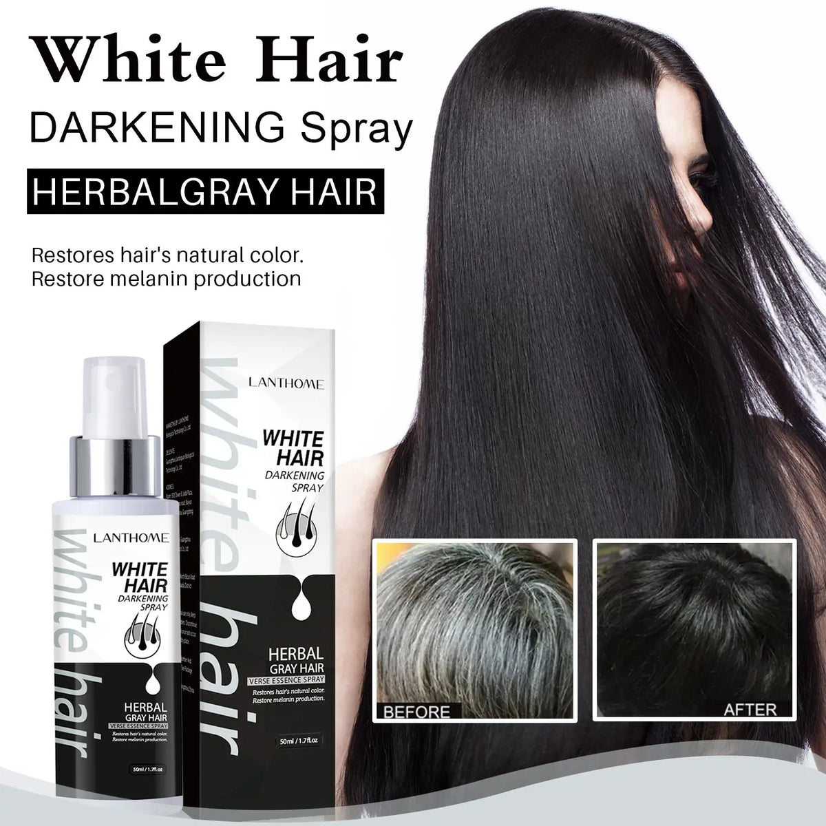 🔥 SALE — LANTHOME White Hair Darkening Spray | Cover Gray Hair Instantly | Men & Women | KSh 2,200