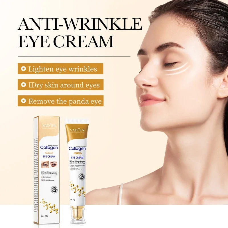SADOER collagen anti-wrinkle eye cream, anti-aging, reducing dark circles, brightening and moisturizing the skin around the eyes