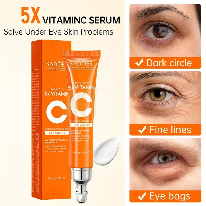 SADOER 5X Vitamin C Nicotinamide Firming Repairing Eye Cream Anti Dark Circles Eyes Bags Remover