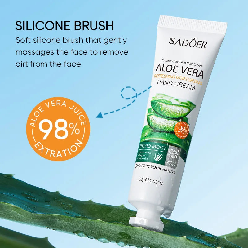 Buy 1 get 1 exrea free Aloe Vera Hand Cream Hydro Moist Refreshing Silky Texture Deep Nourishment Relieve Dry Rough Hands Portable Travel Hand Care 30g