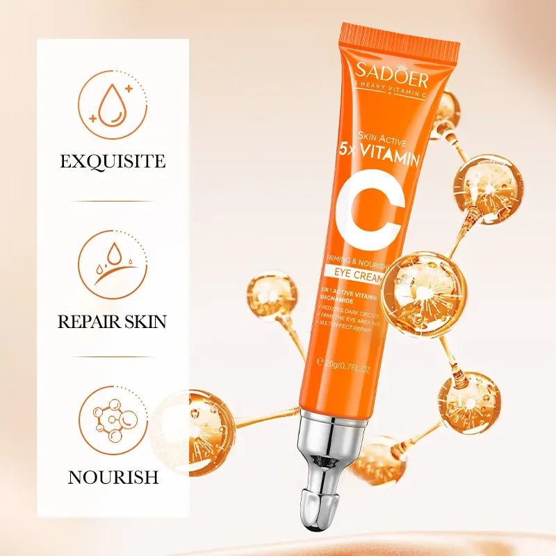SADOER 5X Vitamin C Nicotinamide Firming Repairing Eye Cream Anti Dark Circles Eyes Bags Remover