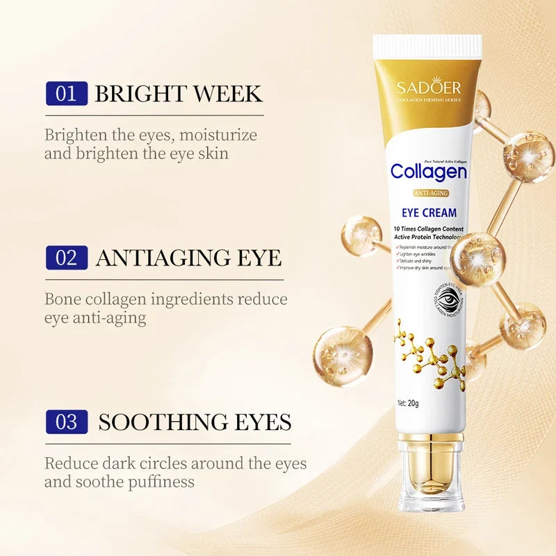 SADOER collagen anti-wrinkle eye cream, anti-aging, reducing dark circles, brightening and moisturizing the skin around the eyes