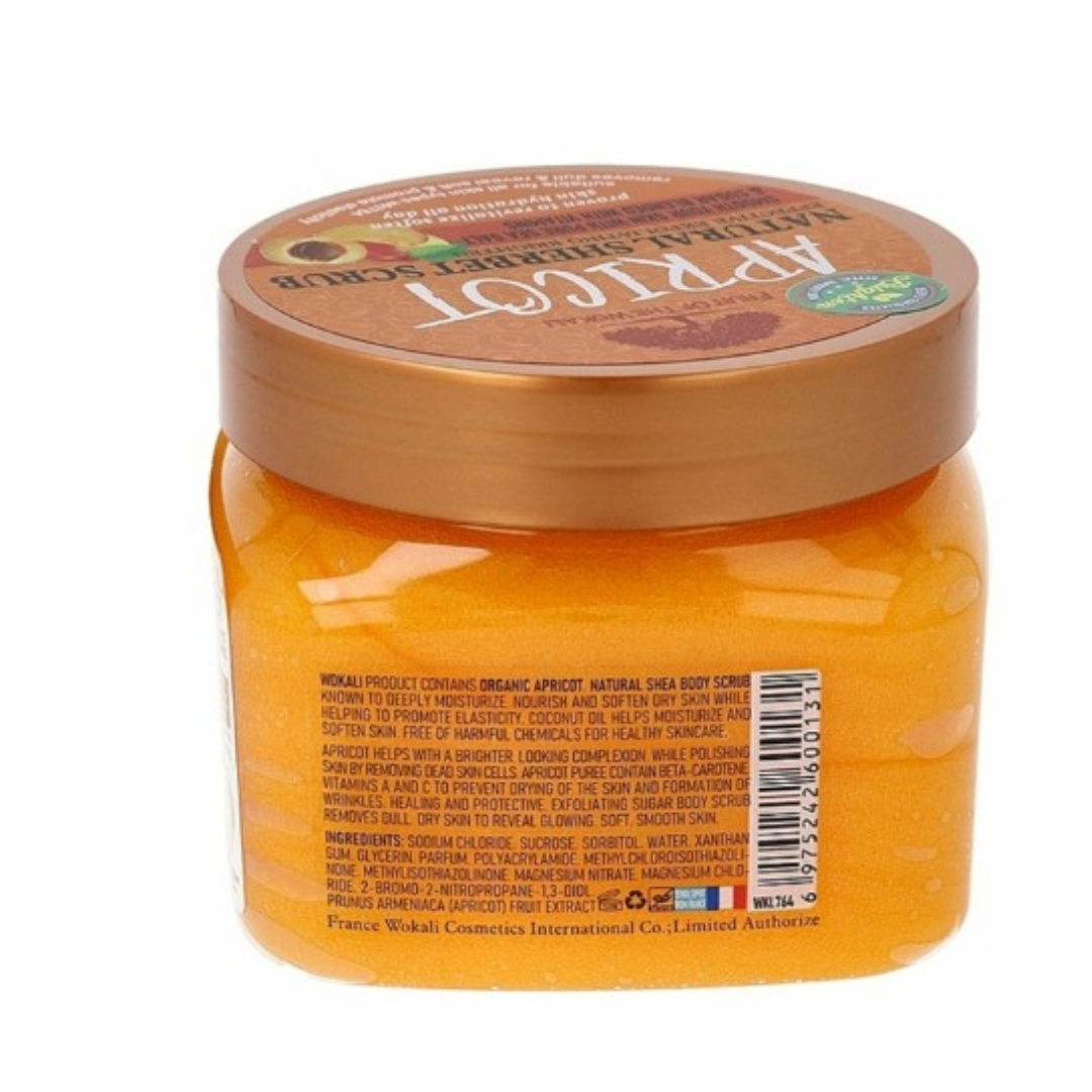 Wokali Apricot Sherbet Body Scrub 600g — Exfoliate, Brighten & Glow Like Never Before!