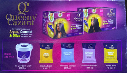 Queeny Cazara Hair Relaxer with Argan, Coconut & Olive Oils