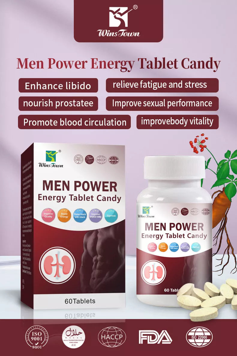 Winstown Men Power Tablet Candy — Natural Male Energy, Stamina & Performance Boost | Feel The Difference Fast!