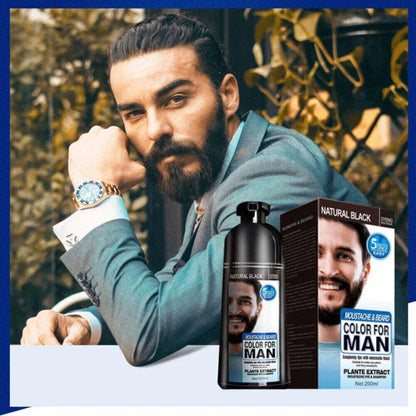 Natural Black Mustache & Beard Dye Shampoo